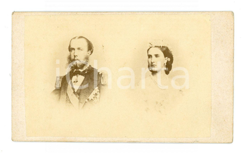 Fotografia d'epoca originale 1860 ca Maximilian I of Mexico and Charlotte of Belgium CDV Photo 10x6 cm 1