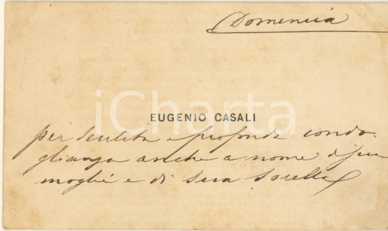 Autografo originale 1890 ca BOLOGNA Eugenio CASALI imprenditore  Biglietto da visita autografo 1