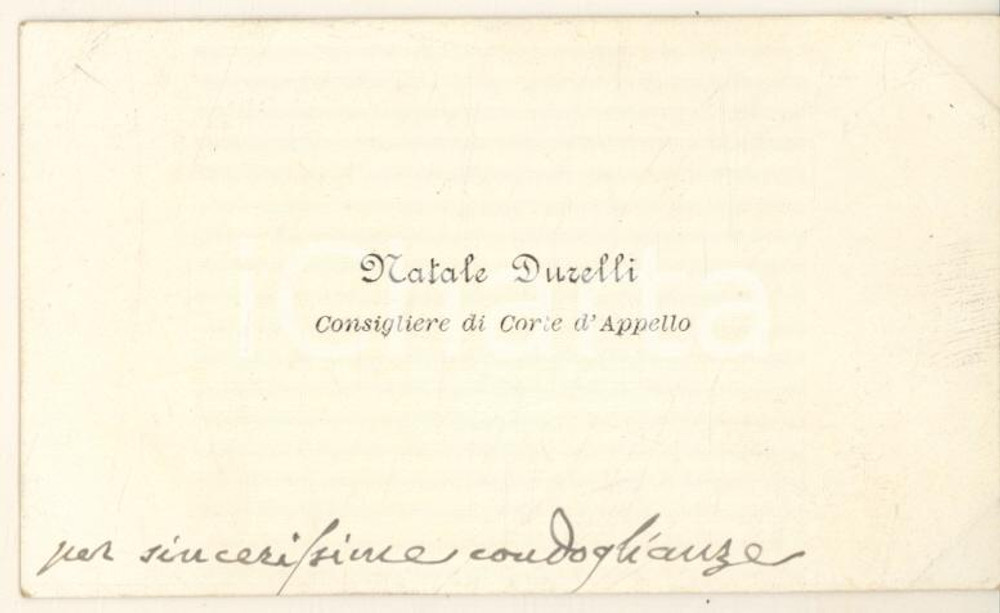 Autografo originale 1890 ca BOLOGNA Natale DURELLI Consigliere Corte d Appello  Biglietto autografo 1