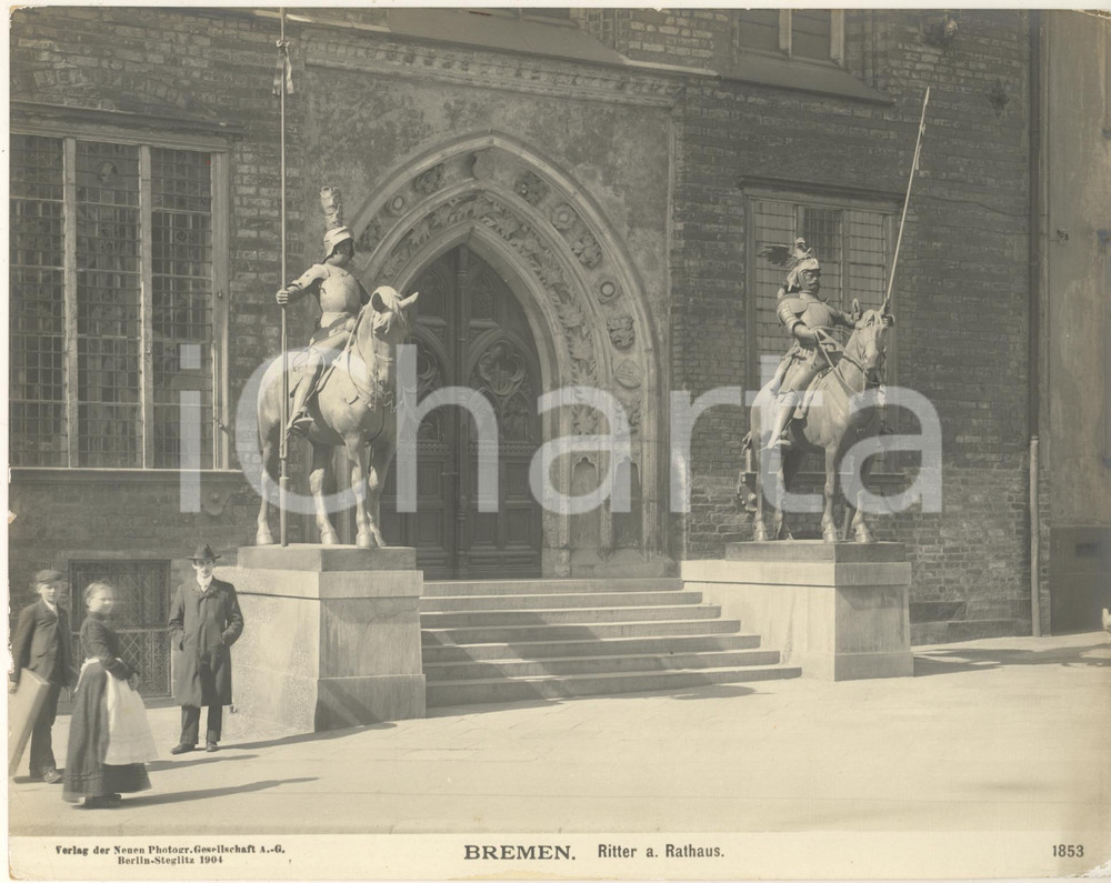 Fotografia d epoca originale 1904 BREMEN GERMANY Ritter a. Rathaus Fotografia ANIMATA n. 1853 1 1