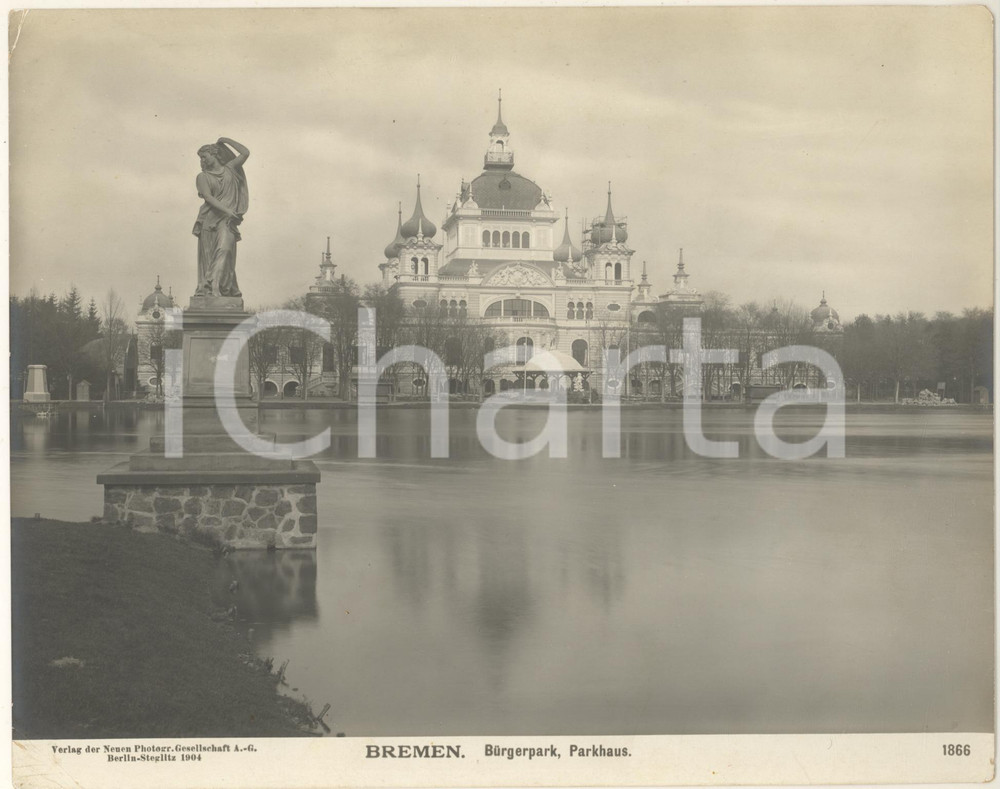 Fotografia d epoca originale 1904 BREMEN GERMANY Bürgerpark , Parkhaus Fotografia n. 1866 2 1
