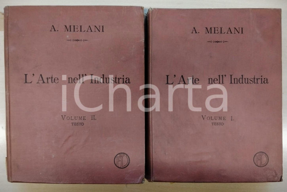 1910 ca Alfredo MELANI Arte nell'industria - Ed. Francesco VALLARDI 2 Volumi Opera in due volumi con copertina cartonata in tela.EDITORE: Casa editrice Francesco Vallardi - Milano PAGINE: 508 + 670CONDIZIONI:POOR/danneggiato Bruniture diffuse alle pagine, segni di usura e pieghe  in copertinaFORMATO: 22x29 cm originale e autentica 1
