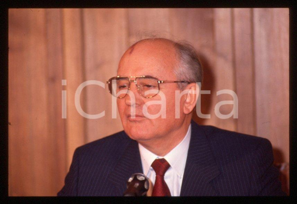 Fotografia d epoca originale 35mm vintage slide 1989 MILANO Michail GORBACHEV President USSR Portrait 53 1