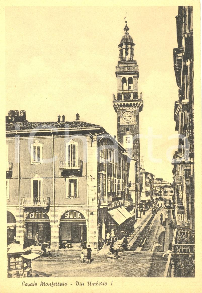 Cartolina originale da collezione 1940 ca CASALE MONFERRATO AL Veduta di via Umberto I Cartolina animata FG NV 1