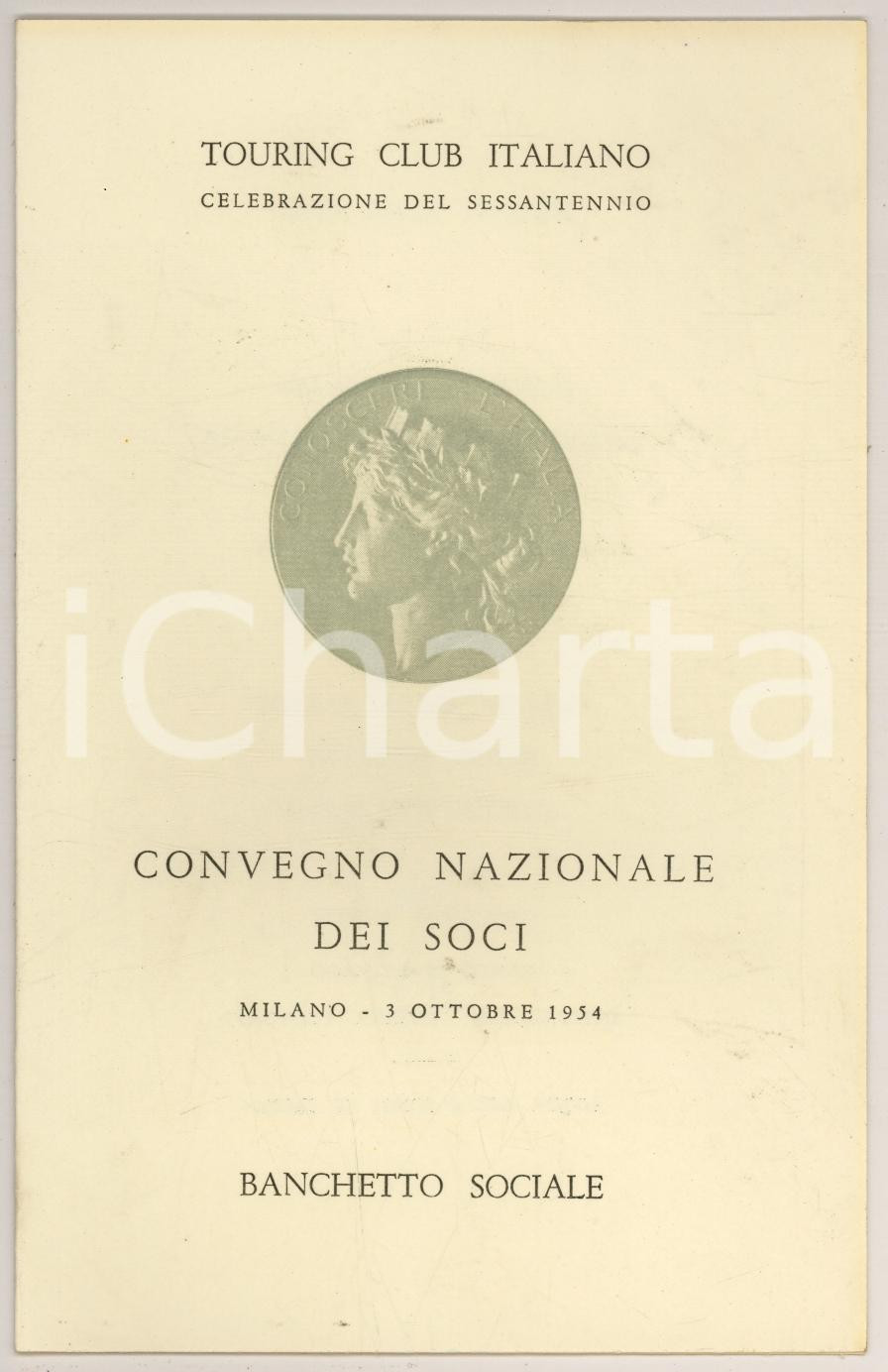Oggetto da collezione cartaceo 1954 MILANO Menù per il sessantennio TOURING CLUB 3 1
