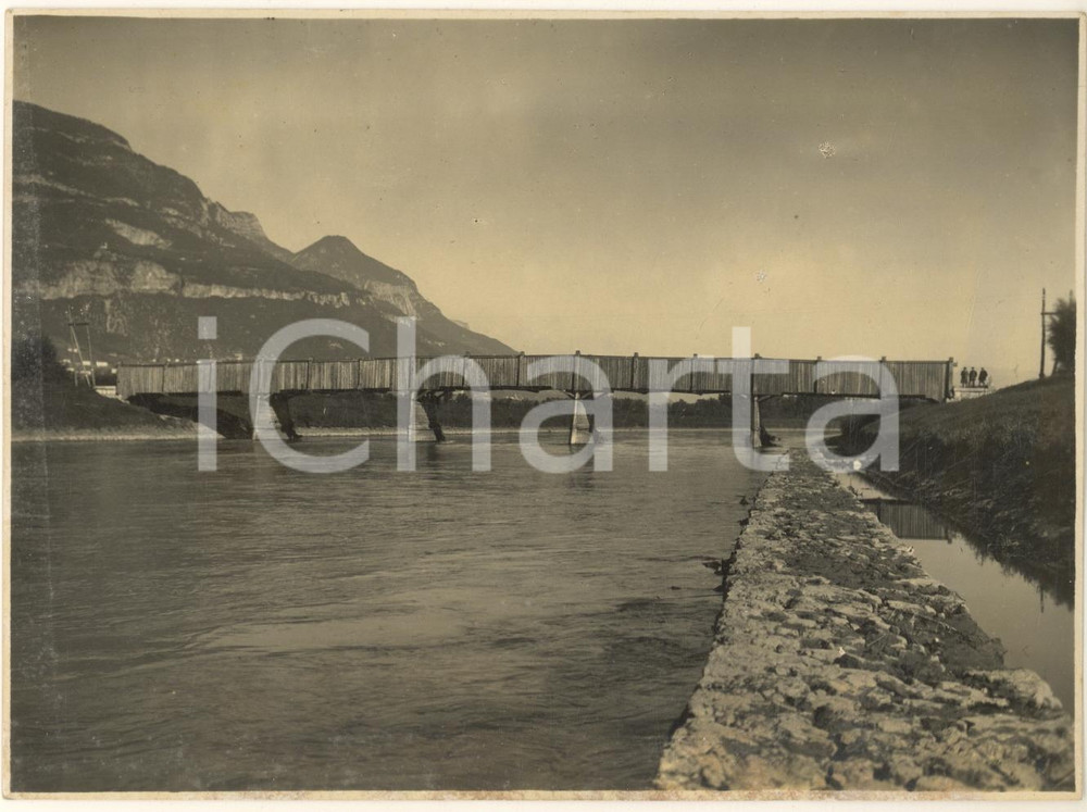 Fotografia d epoca originale 1925 ca s.l. Ponte coperto in legno  Foto ANIMATA 17x12 cm 1