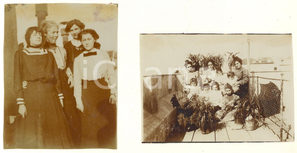 Fotografia d epoca originale 1912 LAUSANNE Avenue BellesRoches  Gruppo di donne Lotto 2 foto 11x8 cm 1