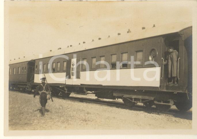 Fotografia d epoca originale 1925 CINA Treno italiano PECHINOTIENTSIN per trasporto truppe Foto 8x6 cm 1