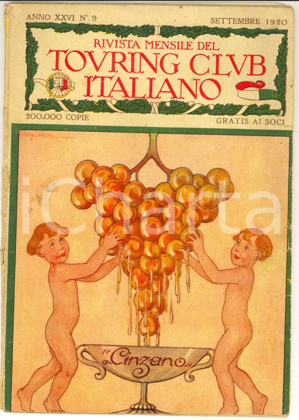 Giornale, rivista storica 1920 TOURING CLUB ITALIANO La città di PIENZA *Rivista anno XXVI n°9 CINZANO 1