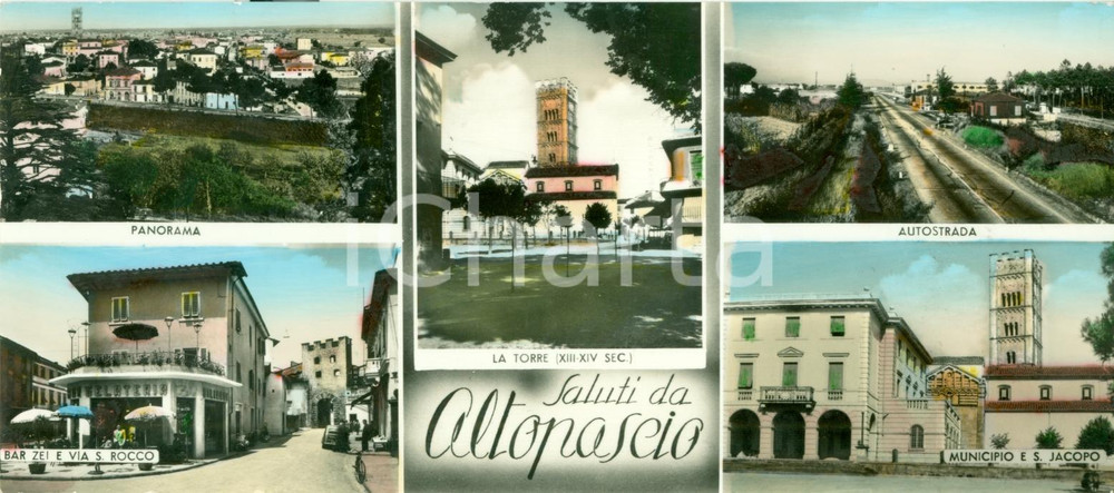Cartolina originale da collezione 1959 ALTOPASCIO (LU) Vedutine paese e autostrada *Cartolina FG 1