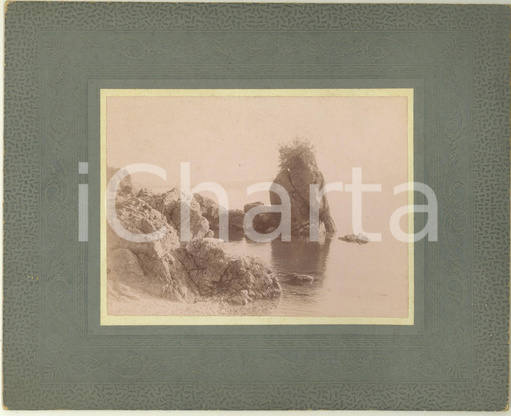 Fotografia d epoca originale 1920 ca RIVIERA LIGURE PORTOFINO ? Scogli Foto artistica Geom. Livio CASTELLANI 1