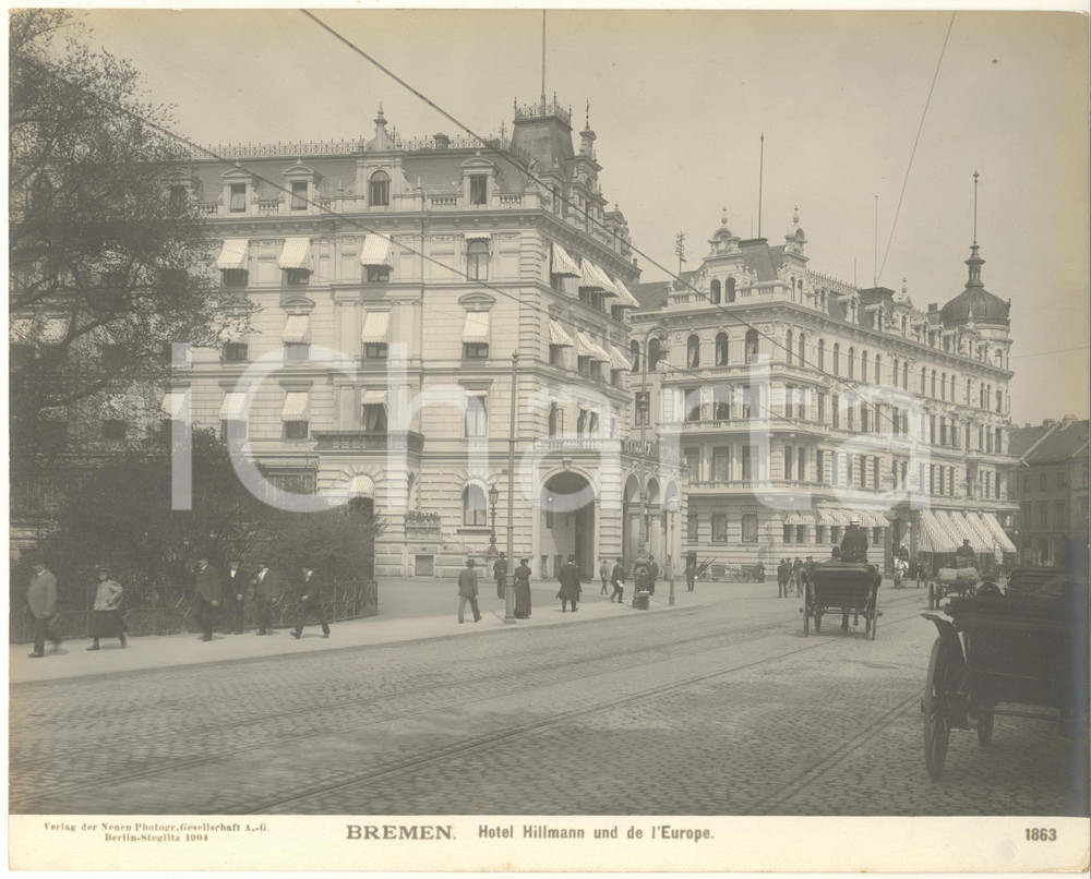 Fotografia d epoca originale 1904 BREMEN GERMANY Hotel Hillmann und de l Europe Foto ANIMATA n. 1863 2 1