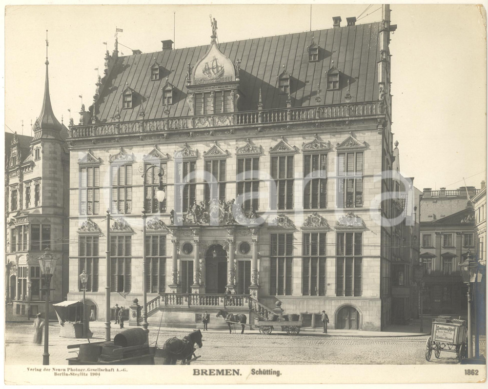 Fotografia d epoca originale 1904 BREMEN GERMANY Schütting  Edificio dei mercanti Foto ANIMATA n.1862 1 1