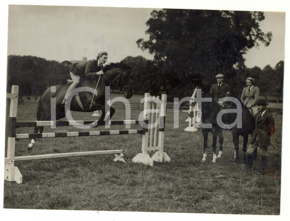 1955 WINDSOR Great Park - Jockey Sheila WILLCOX on HIGH & MIGHTY Photo 20x15 Fotografia d'epoca con didascalia coeva al verso. CONDIZIONI: G FORMATO: 20x15 cm  originale e autentica 1