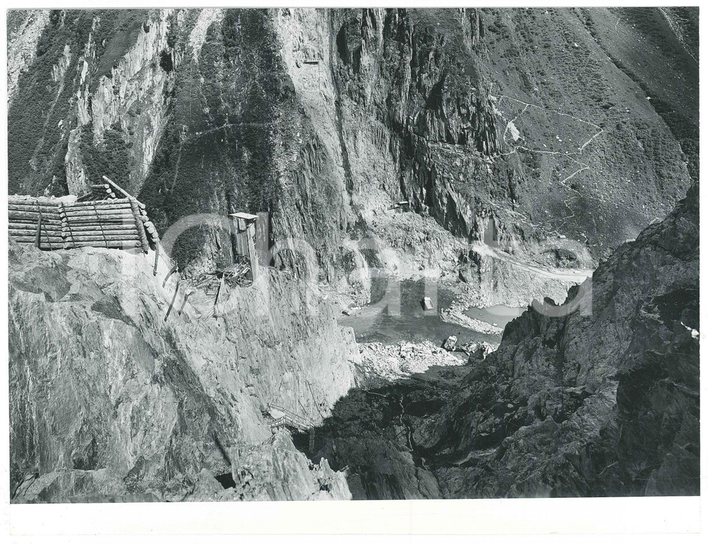 Fotografia d epoca originale 1963 LAI DA CURNERA / SVIZZERA Costruzione della diga  Cantiere 5 Foto 1