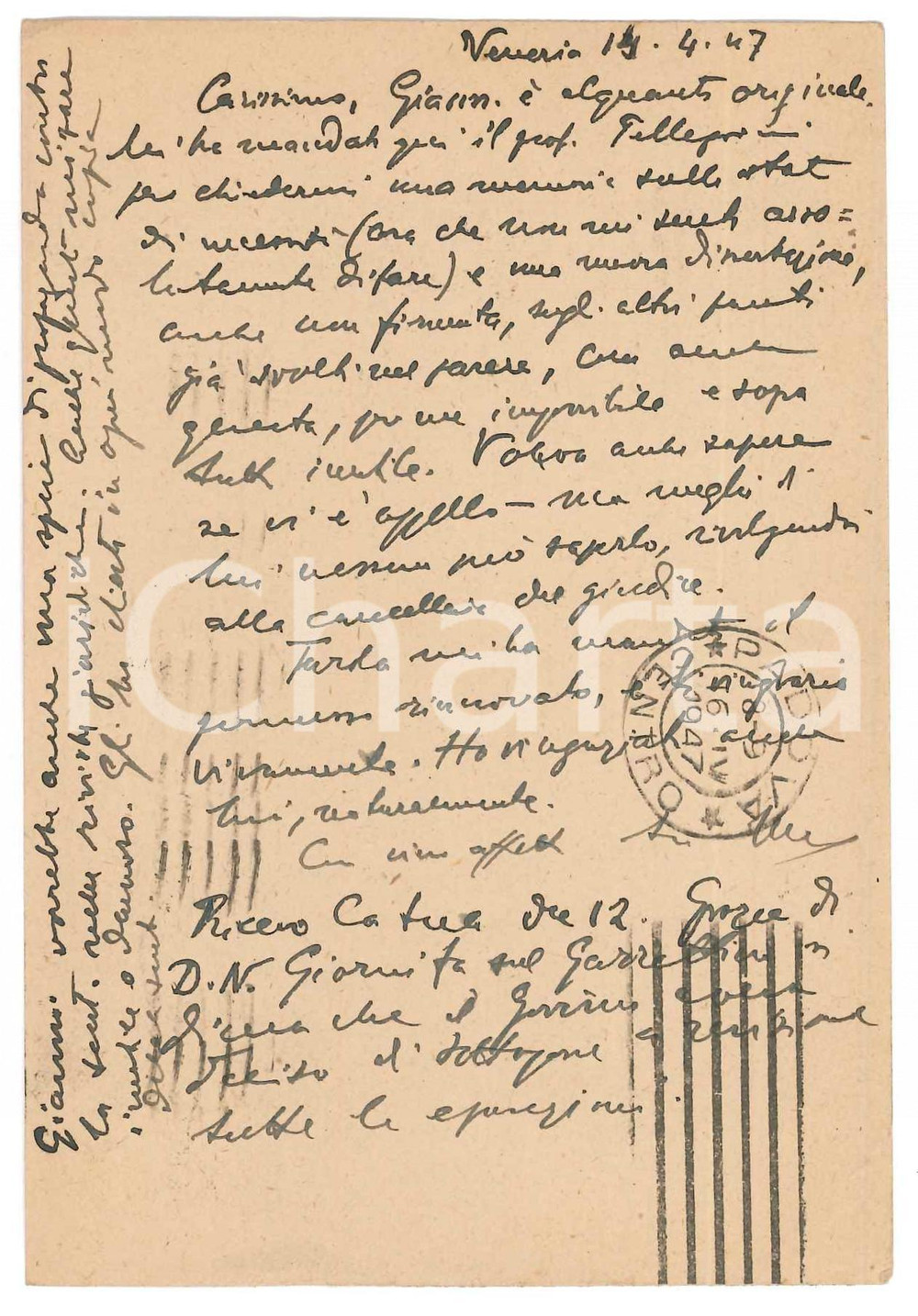 Autografo originale 1947 VENEZIA Vincenzo MANZINI a un collega avvocato  Autografo 1 1