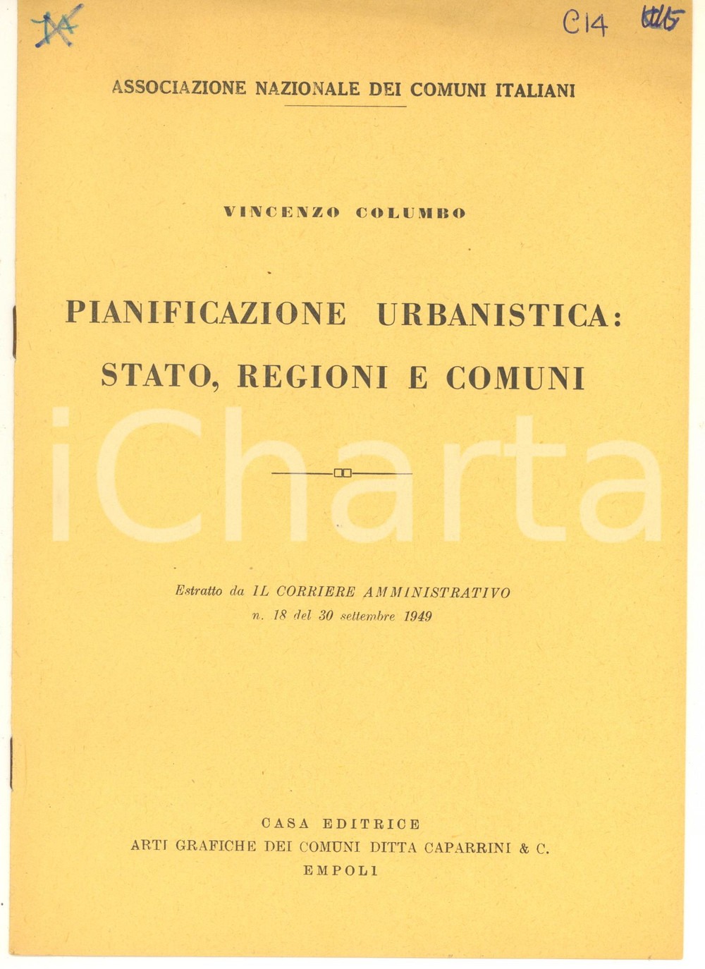Libro, pubblicazione d epoca 1949 Vincenzo COLUMBO Pianificazione urbanistica: Stato, regioni e comuni 1