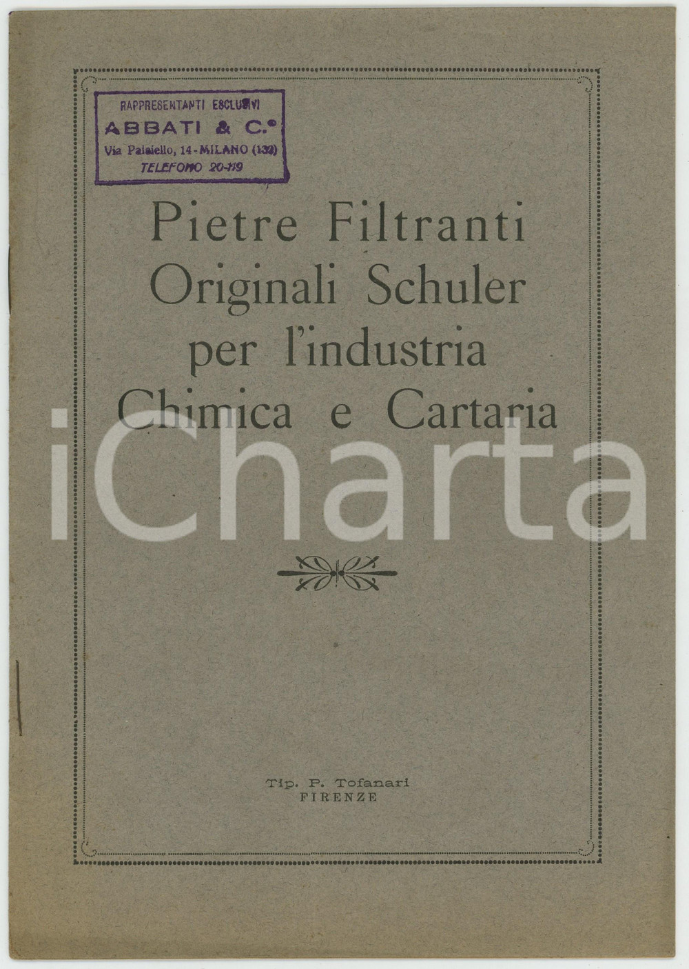 Libro, pubblicazione d epoca 1930 ca Pietre Filtranti originali SCHULER per l industria chimica TOFANARI 2 1