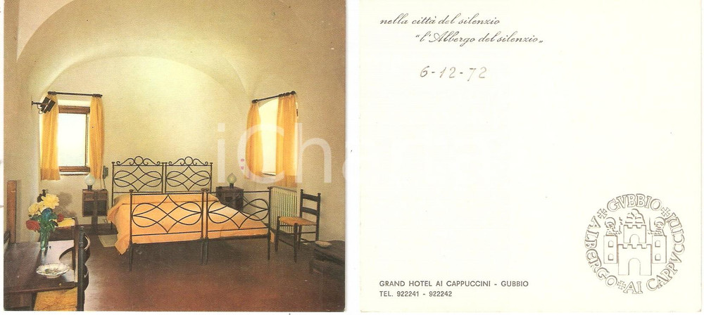 Oggetto da collezione cartaceo 1972 GUBBIO PG Grand Hotel ai Cappuccini Albergo del silenzio Biglietto 1