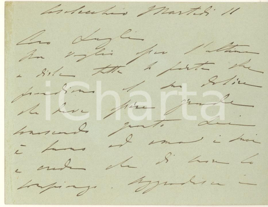 Autografo originale 1890 ca CASTELVECCHIO BO Nobile Cristina TALON  Biglietto AUTOGRAFO 1