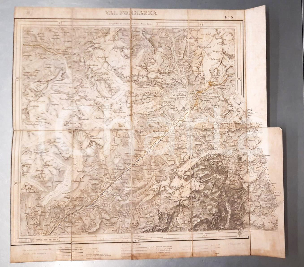 Mappa, planimetria storica 1894 VAL FORMAZZA  Carta d Italia IGM Foglio 5 Mappa su tela 48x45 cm 1