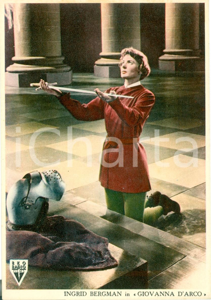Cartolina originale da collezione 1948 INGRID BERGMAN Cartolina pubblicitaria GIOVANNA D ARCO 1 1