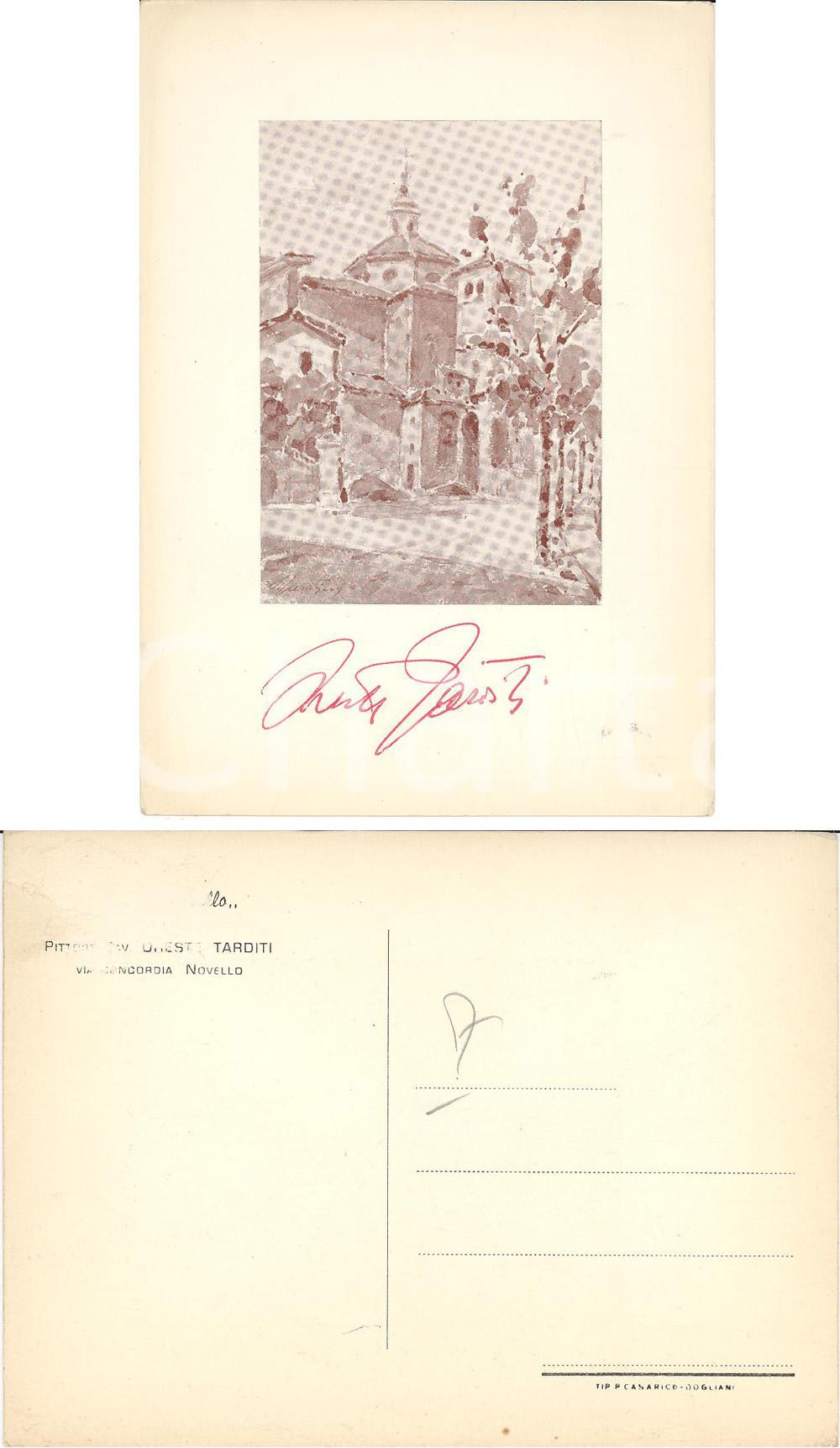 Autografo originale 1960 ca NOVELLO CN Cartolina con autografo pittore Oreste TARDITI 1