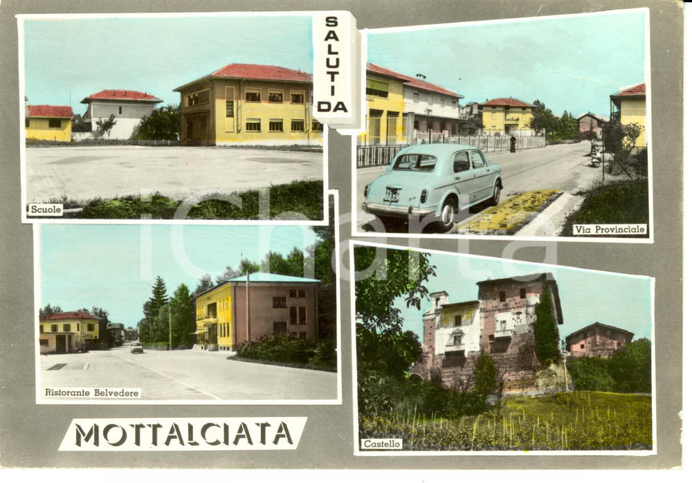 Cartolina originale da collezione 1950 ca MOTTALCIATA BI Vedutine della città Cartolina postale FG NV 1