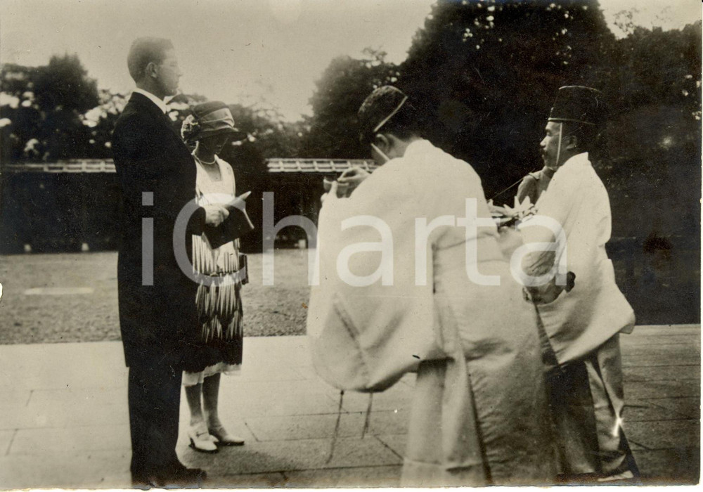 Fotografia d epoca originale 1923 GIAPPONE Principe Gustavo Adolfo di SVEZIA Principessa Luisa MOUNTBATTEN 1