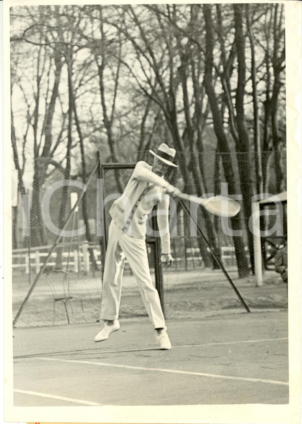 Fotografia d epoca originale 1934 PARIS Gustavo V di SVEZIA gioca a tennis al parco di PRECATELAN Foto 3 1