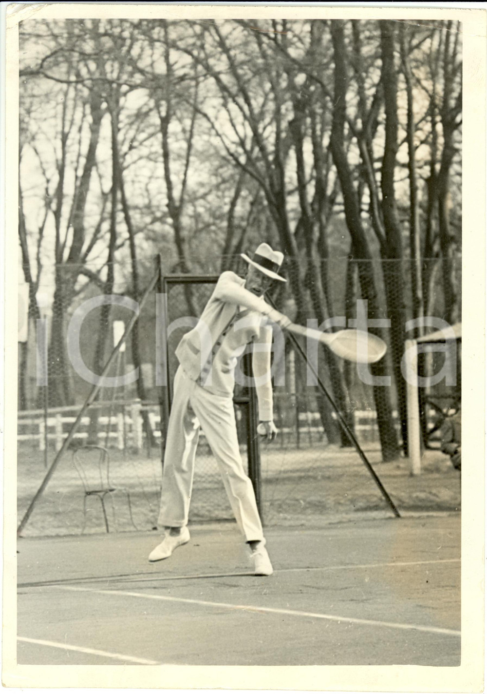 Fotografia d epoca originale 1934 PARIS Gustavo V di SVEZIA gioca a tennis al parco di PRECATELAN Foto 4 1