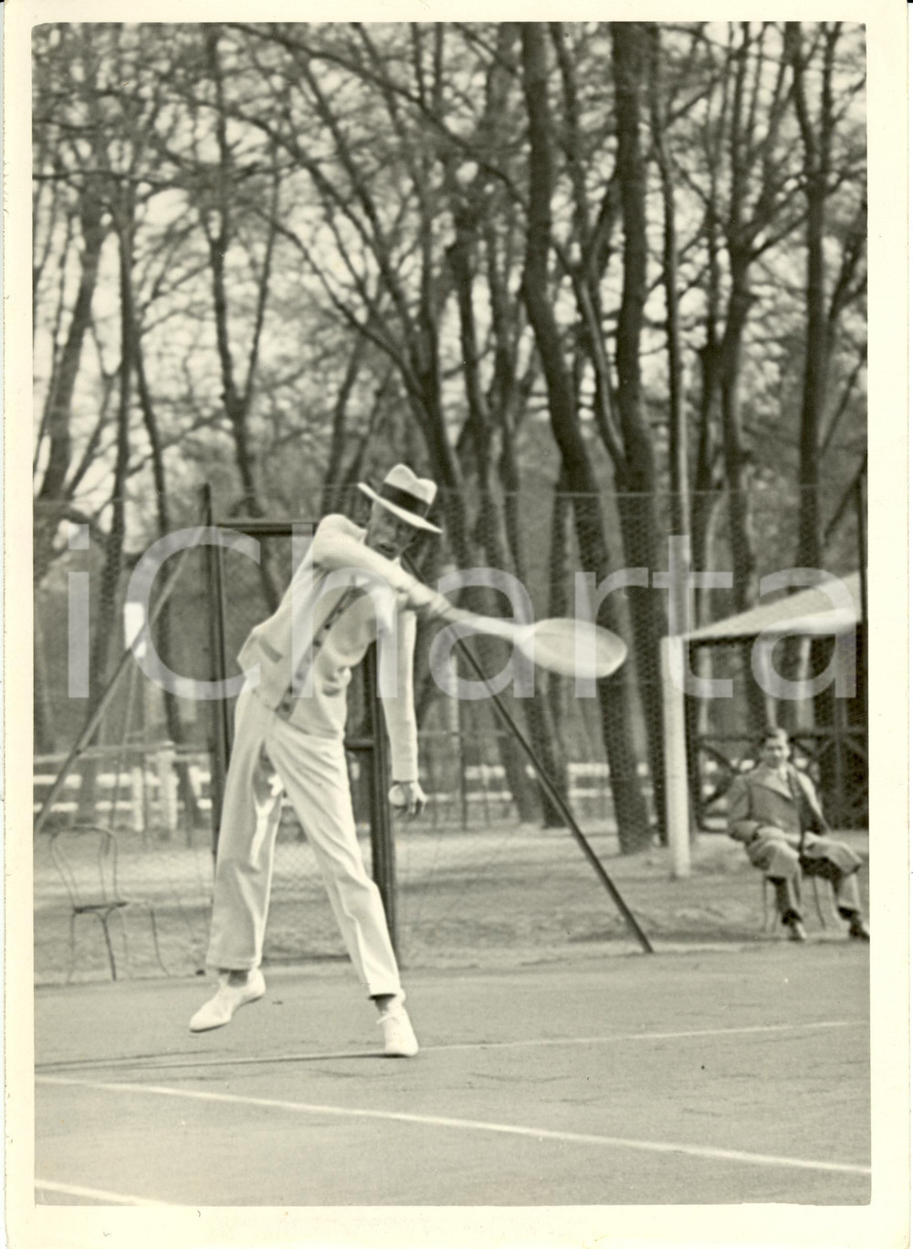 Fotografia d epoca originale 1934 PARIS Gustavo V di SVEZIA gioca a tennis al parco di PRECATELAN Foto 1 1