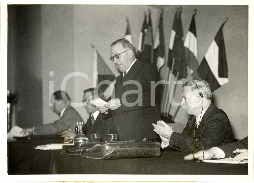 Fotografia d epoca originale 1937 PARIGI Henry PAUWELS Jules ZIRNHELD al Congresso Sindacati Cristiani Foto 1