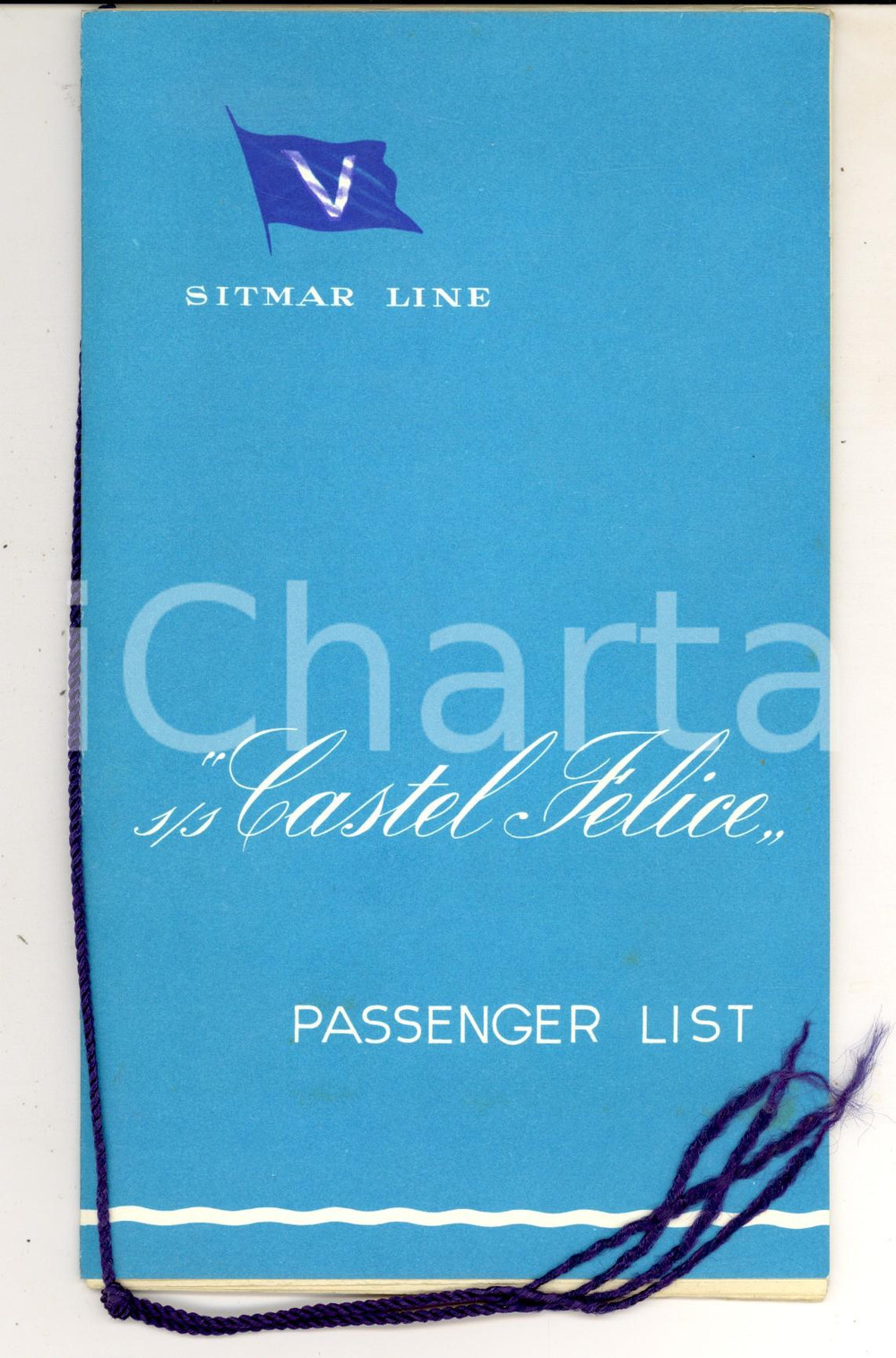 Materiale pubblicitario d’epoca 1956 SITMAR LINE CASTEL FELICE Passenger list MONTREALSOUTHAMPTON Libretto 1
