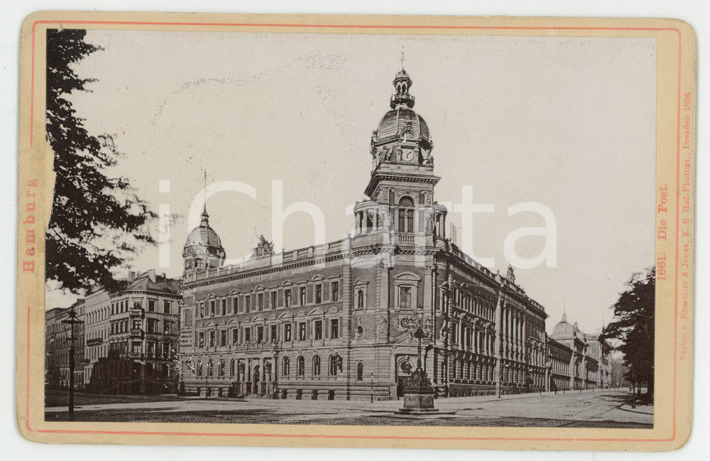 Fotografia d epoca originale 1897 HAMBURG D Die Post VINTAGE Photo ROMMLER & JONAS 11x16 cm 1