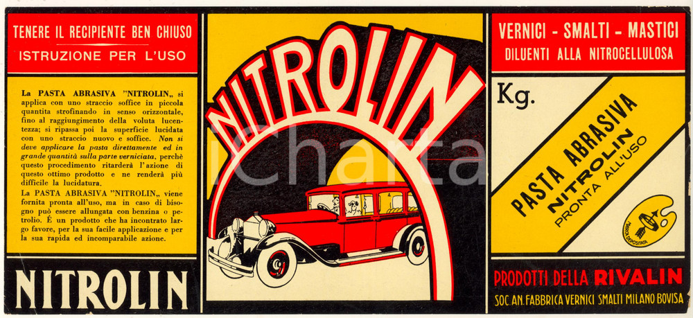 Materiale pubblicitario d’epoca 1940 ca MILANO BOVISA Soc. An. Fabbrica Vernici / Pasta NITROLIN Volantino 2 1