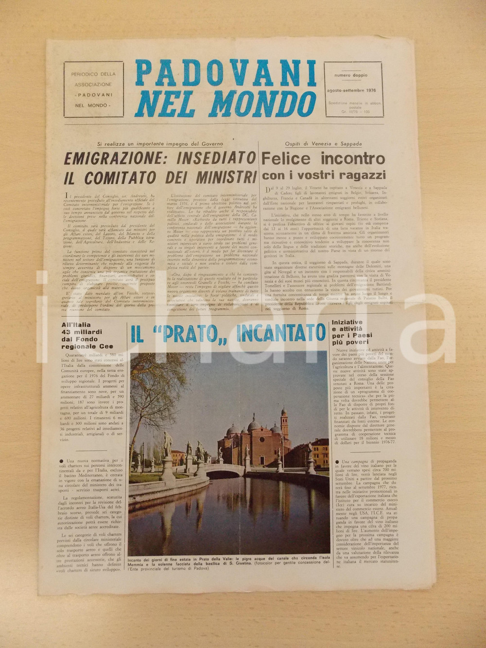 Giornale, rivista storica 1976 PADOVANI NEL MONDO Soggiorno a SAPPADA per figli degli emigrati Periodico 1