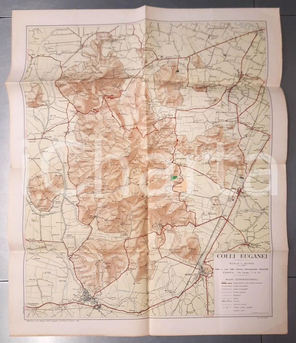 Mappa, planimetria storica 1956 COLLI EUGANEI / PADOVA  Carta scala 1 : 30.000  60x76 cm 1