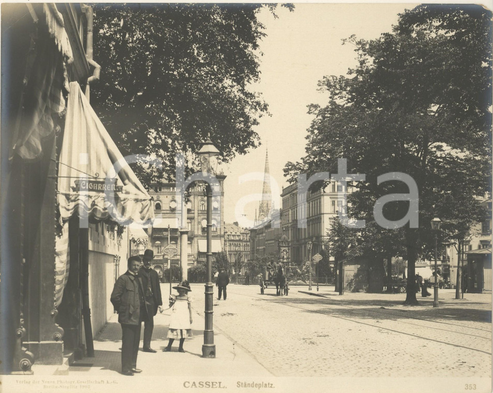 Fotografia d epoca originale 1904 CASSEL GERMANY Standeplatz Fotografia ANIMATA n° 353 5 1