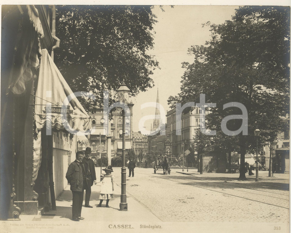Fotografia d epoca originale 1904 CASSEL GERMANY Standeplatz Fotografia ANIMATA n° 353 9 1