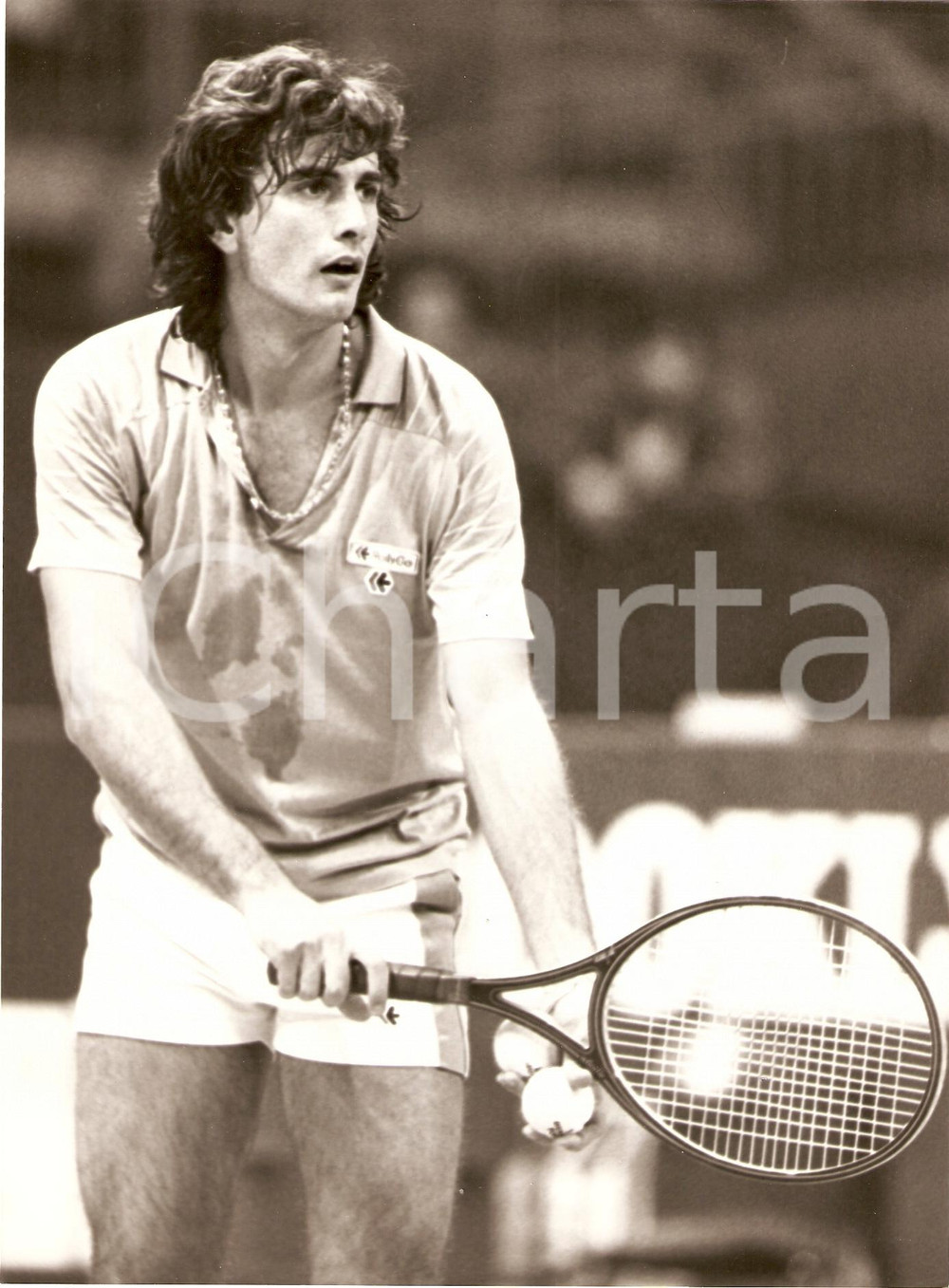 Fotografia d epoca originale 1980 MILANO Tennis BROOKLYN TOURNAMENT Gianluca RINALDINI al servizio Foto 1