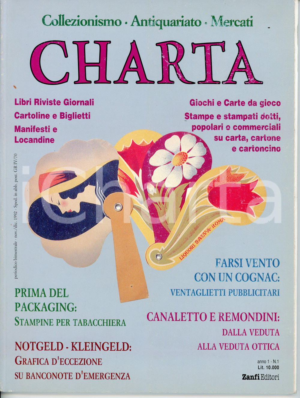 1992 Rivista CHARTA Anno 1 Numero 1 - Pubblicazione ZANFI EDITORE (2) Rivista originale. EDITORE: Zanfi Editore PAGINE: 66CONDIZIONI:FAIR/discreto Segni d'usura in copertinaFORMATO: 21x28 cm originale e autentica 1