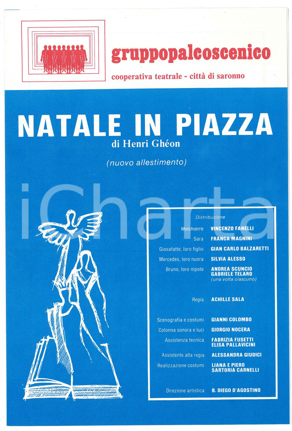 Materiale pubblicitario d’epoca 1985 SARONNO Teatro  GRUPPO PALCOSCENICO Natale in piazza  Brochure 1