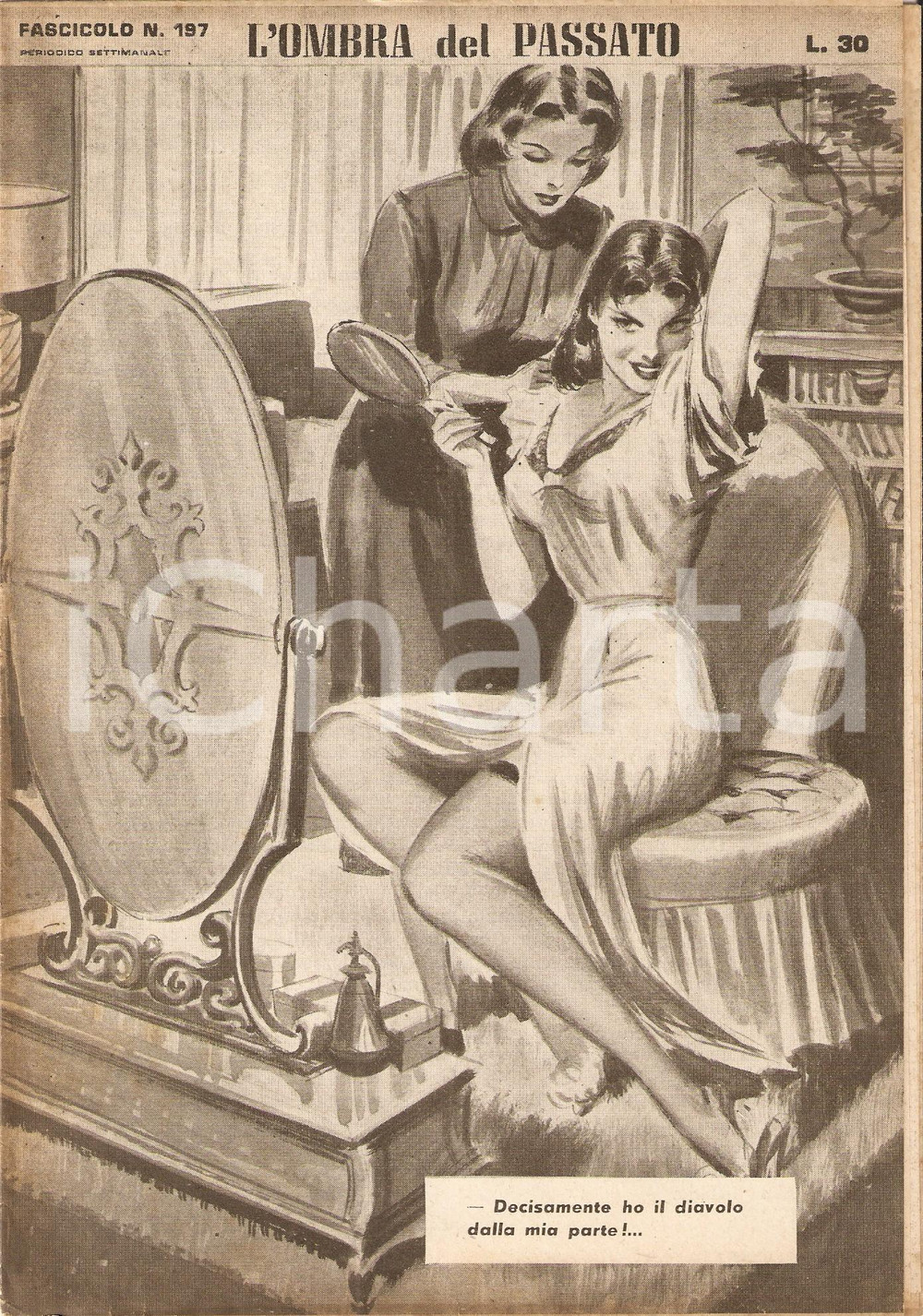 Giornale, rivista storica 1956 OMBRA DEL PASSATO Jean DE VALLORBE Donna tentatrice allo specchio Fasc. 197 1