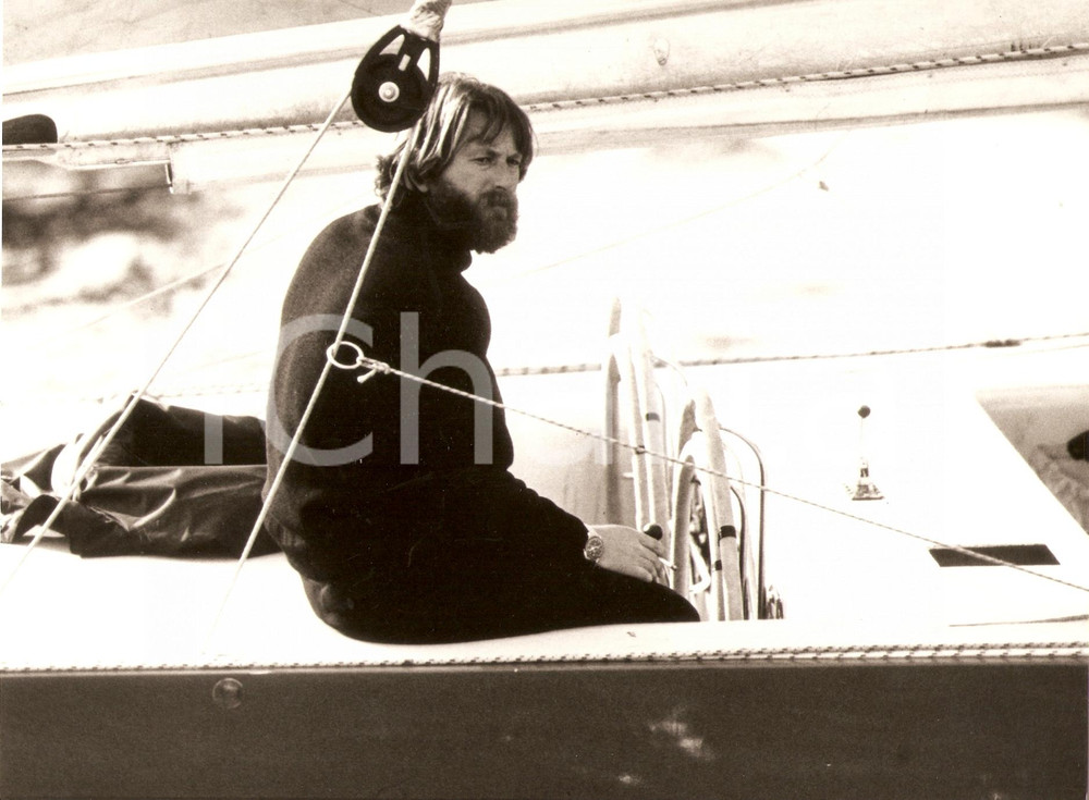 Fotografia d epoca originale 1985 VENEZIA Varo AZZURRA II Timoniere Mauro PELLASCHIER  SAILING REGATTA 2 1