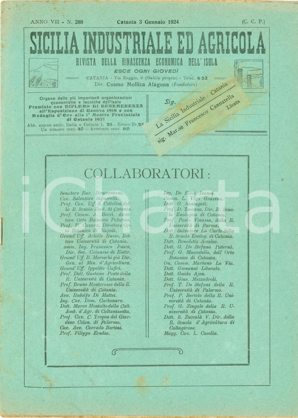 Giornale, rivista storica 1924 SICILIA INDUSTRIALE ED AGRICOLA Estrazione petrolio in SICILIA Rivista 1