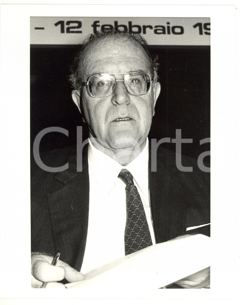 1990 ca CONFINDUSTRIA Franco PIGA in conferenza *Foto 20x25 cm Fotografia di agenzia. CONDIZIONI: G (ma minimi difetti di stampa)FORMATO: 20x25 cm  originale e autentica 1