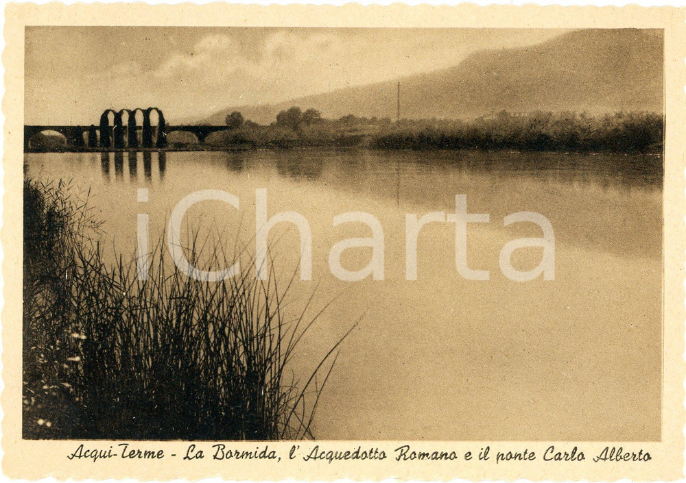 Cartolina originale da collezione 1940 ca ACQUI TERME Acquedotto Romano Ponte Carlo Alberto su BORMIDA Cartolina 1