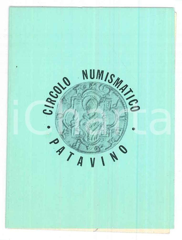 Oggetto da collezione cartaceo 1973 PADOVA Circolo numismatico patavino  Tessera 6x8 cm 1