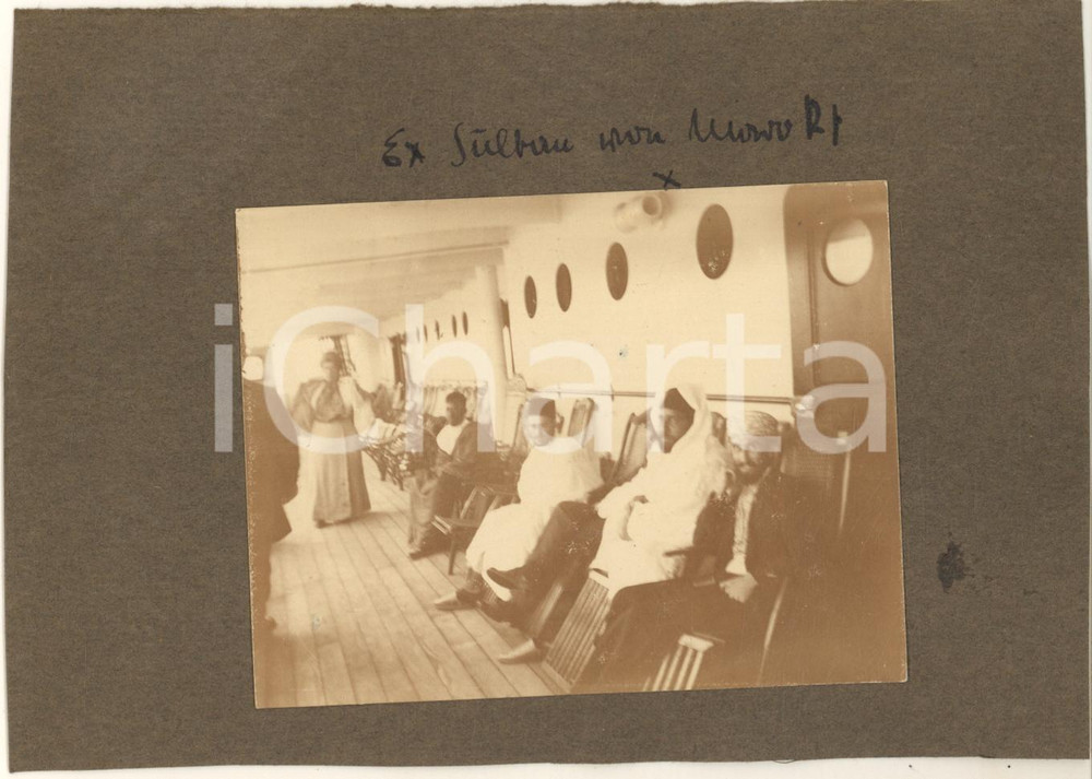 Fotografia d epoca originale 1913 Mulay ABD ALHAFIZ ex sultano del Marocco in navigazione Foto RARA 10x8 cm 1